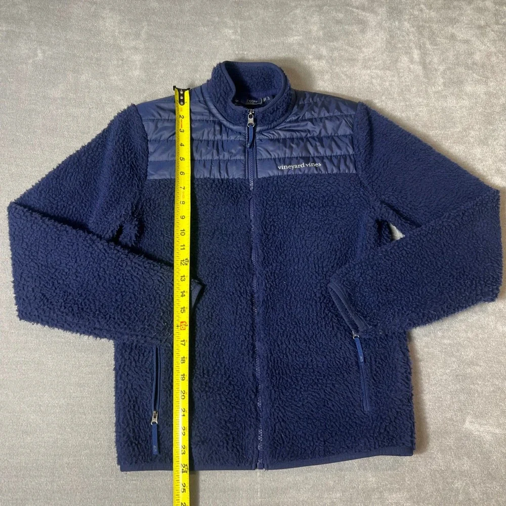 Vineyard Vines Boys Navy Blue Sherpa Fleece Full Zip Jacket Size Large 16